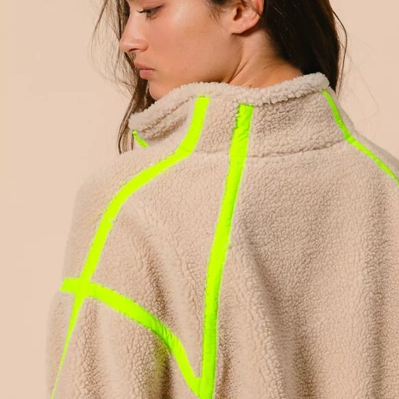 BiBi Contrast‎ Edge Half Zip Up Sherpa Jacket - Picture 8 of 9